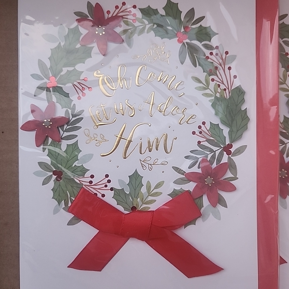 Christ Christmas Card Brand new with envelope pop out bow and flowers